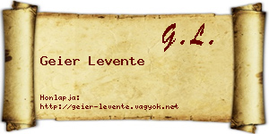 Geier Levente névjegykártya